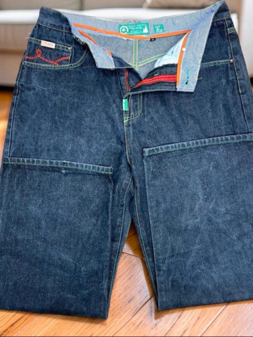 RARE!  Embroidered Love Heart RG Lifted Research Group Mens  Indigo Denim 36"x30 - Picture 9 of 16